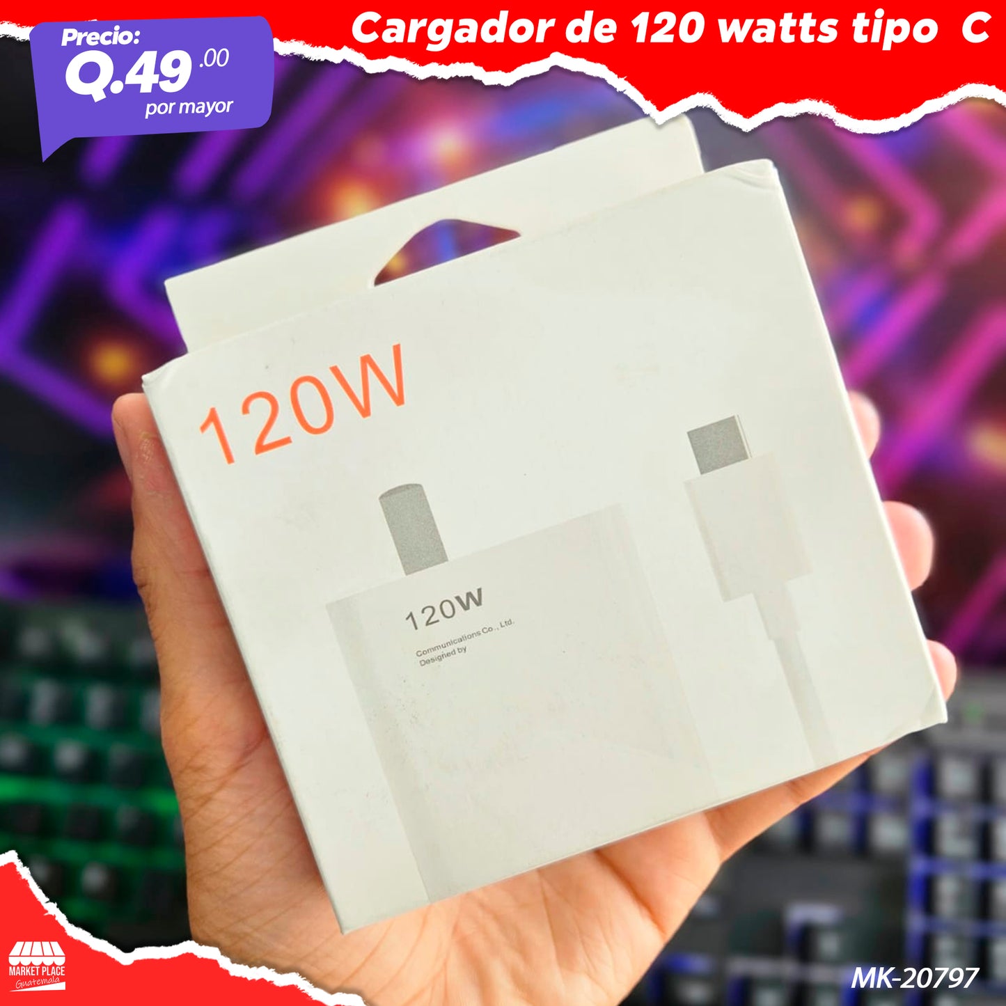 Cargador de 120 w tipo C MK-20797