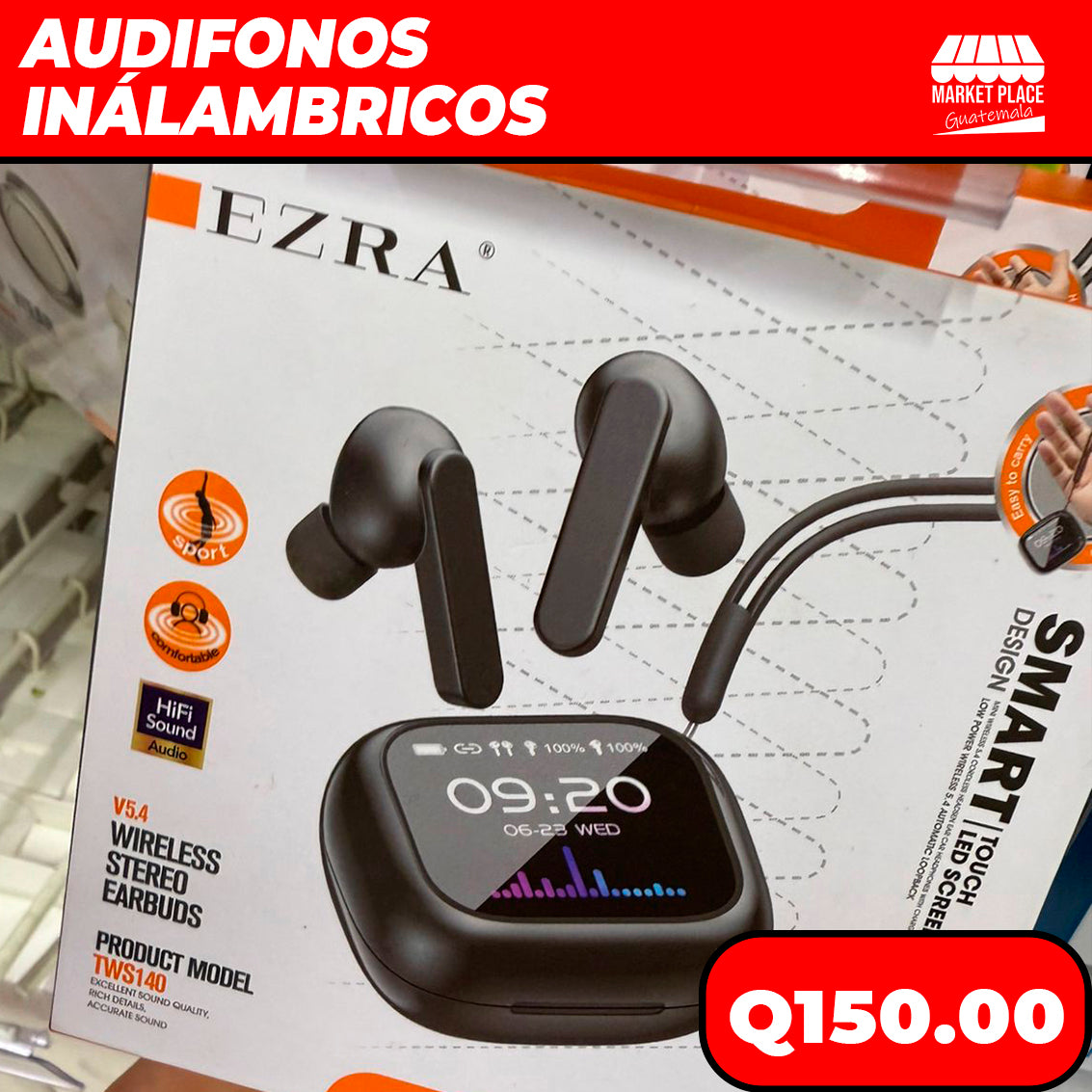 Audífonos Bluetooth marca EZRA