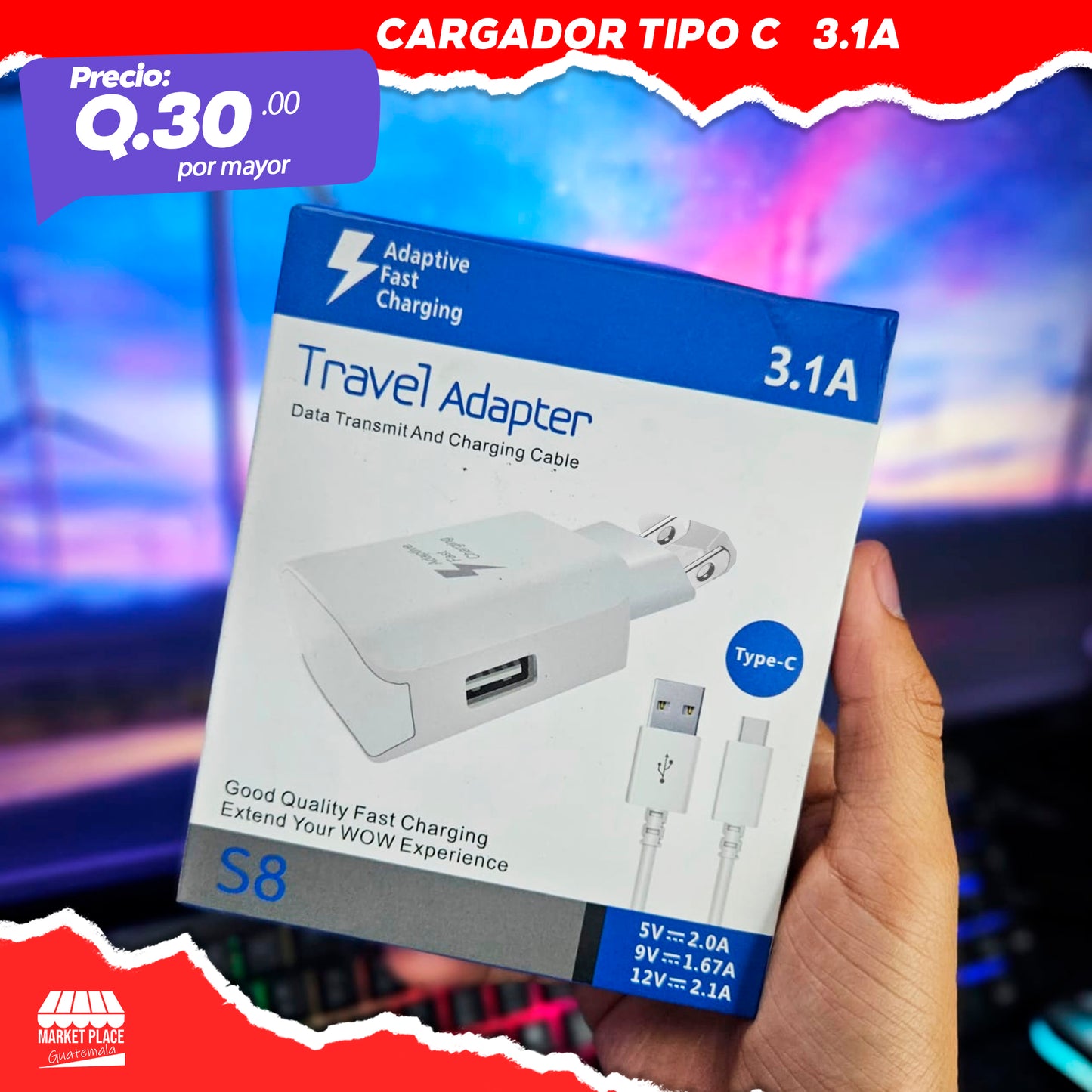 Cargador tipo c 3.1A