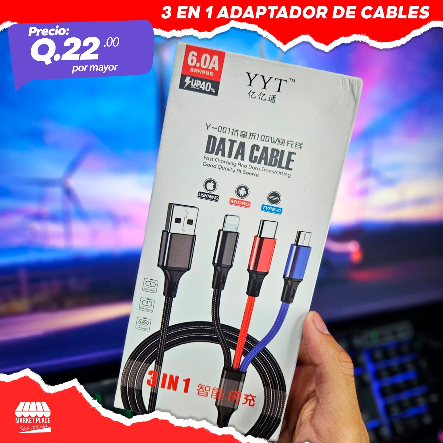 3 en 1 Adaotador de cables