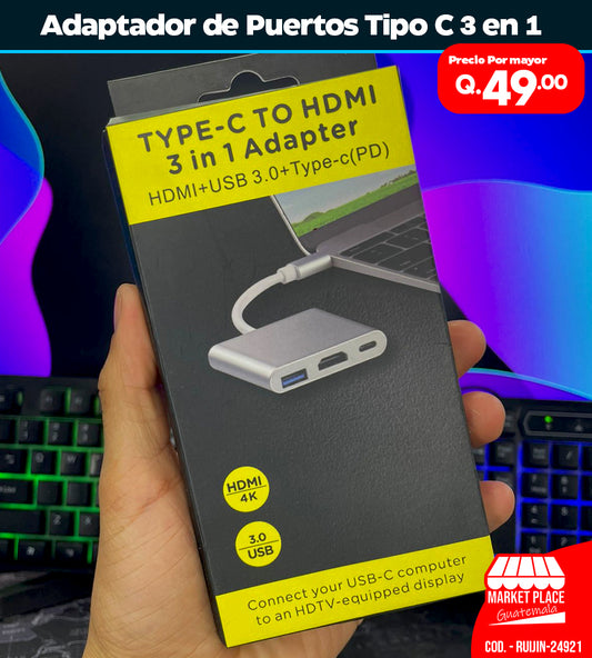 Adaptador de tipo C 3 en 1