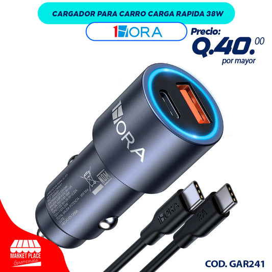 Cargador Auto Carga Rapida 38W GAR241