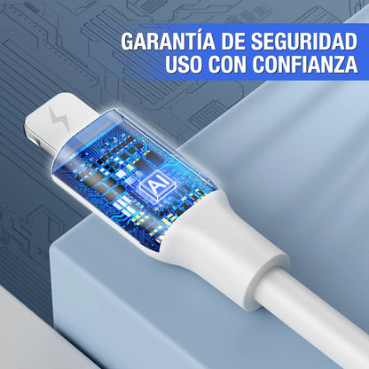 Cargador Tipo iPhone Lightning 1 hora 2.0A Cable+Cubo