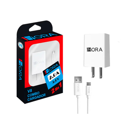 Cargador Tipo V8 1 hora 2.0A Cable+Cubo