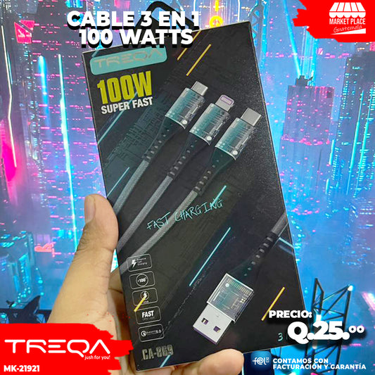 Cable 3 en 1 de 100 Watts
