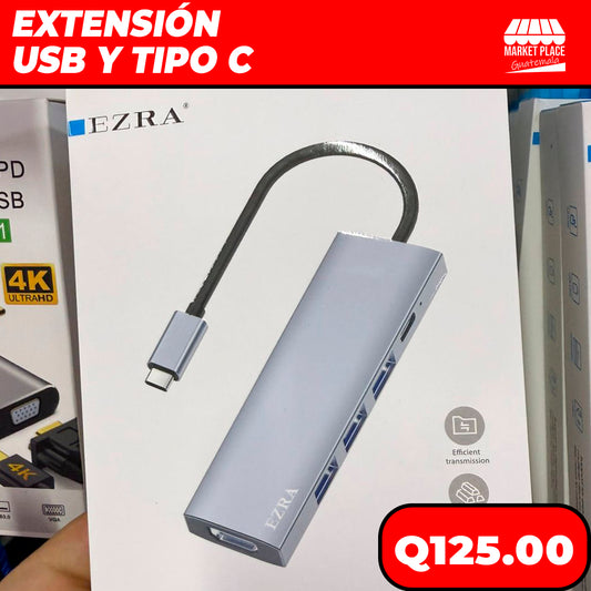 Extensión USB y Tipo C