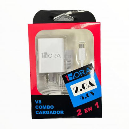 Cargador Tipo V8 1 hora 2.0A Cable+Cubo