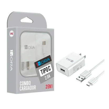 Cargador Tipo C 1 hora 2.0A Cable+Cubo