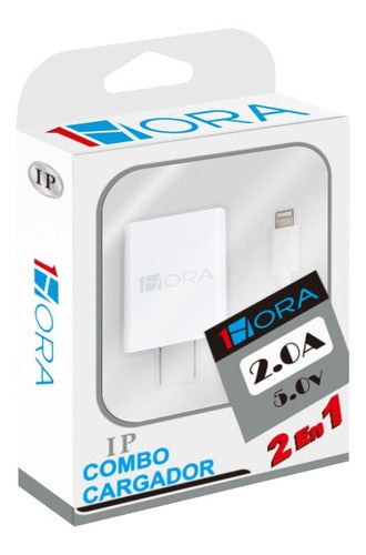 Cargador Tipo iPhone Lightning 1 hora 2.0A Cable+Cubo